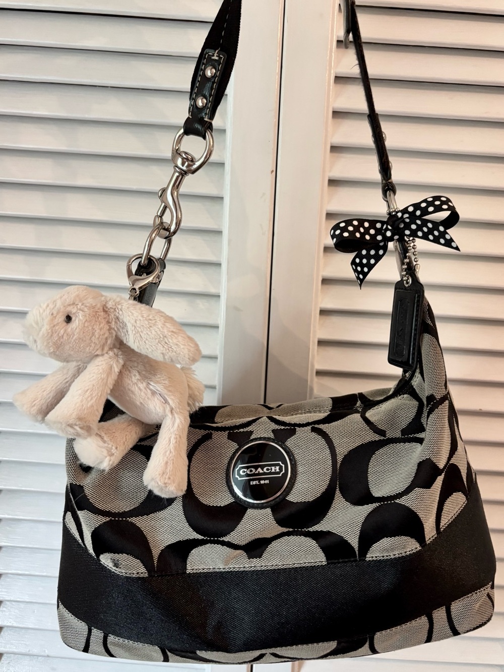 Coach Signature Stripe Hobo Bag
